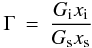 Mathematical equation: \appendix \setcounter{section}{1} \begin{eqnarray*} \Gamma&=&\frac{G_{\rm i}x_{\rm i}}{G_{\rm s}x_{\rm s}} \end{eqnarray*}
