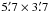 Mathematical equation: \hbox{$5\farcm7 \times 3\farcm7$}