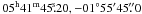 Mathematical equation: \hbox{$05^{\rm h}41^{\rm m}45\fs20, -01\degr55\arcmin45\farcs0$}