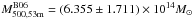 Mathematical equation: \hbox{$M^{\rm B06}_{\rm 500,53m}=(6.355\pm 1.711)\times 10^{14} M_{\odot}$}