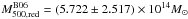 Mathematical equation: \hbox{$M^{\rm B06}_{\rm 500,red}=(5.722\pm 2.517)\times 10^{14} M_{\odot}$}