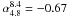 Mathematical equation: \hbox{$\alpha_{4.8}^{8.4} = -0.67$}