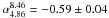 Mathematical equation: \hbox{$\alpha_{4.86}^{8.46}=-0.59\pm0.04$}