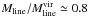 Mathematical equation: \hbox{$M_{\rm line}/M_{\rm line}^{\rm vir}\simeq0.8$}