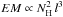 Mathematical equation: \hbox{$EM \propto N_{\rm H}^2\,l^3$}