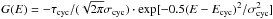 Mathematical equation: \hbox{$G(E) = -\tau_{\rm cyc}/(\sqrt{2\pi}\sigma_{\rm cyc}) \cdot\exp[-0.5(E-E_{\rm cyc})^2/\sigma_{\rm cyc}^2]$}
