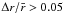 Mathematical equation: \hbox{$\Delta r/\bar r > 0.05$}