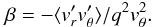 Mathematical equation: \begin{equation} \label{eqn:beta_measure} \beta = -\langle v_r^\prime v_{\theta}^\prime \rangle / q^2v_{\theta}^2. \end{equation}
