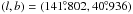 \hbox{$(l,b)=(141\fdg802,40\fdg936)$}