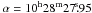 Mathematical equation: \hbox{$\alpha =10^{\rm h} 28^{\rm m} 27\fs95$}