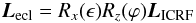 \begin{eqnarray} \vec{L}_{\rm ecl}=R_{x}(\epsilon) R_{z}(\varphi) \vec{L}_{\rm ICRF} \label{eq:transform_reperes} \end{eqnarray}