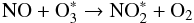 Mathematical equation: \begin{equation} \label{eq:noo3} \mathrm{NO} + \mathrm{O}^*_3 \rightarrow \mathrm{NO}^*_2 + \mathrm{O}_2 \end{equation}