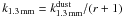 \hbox{$k_{\rm 1.3\,mm} = k_{\rm 1.3\,mm}^{\rm dust}/(r+1)$}