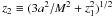 Mathematical equation: \hbox{$z_2 \equiv (3a^2/M^{2} + z_1^2)^{1/2}$}