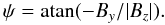 Mathematical equation: \begin{equation} \psi={\mbox{\rm atan}}(-B_y/|B_z|). \end{equation}