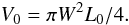 \begin{equation} \label{volume-acc} V_0= \pi W^2 {L_0}/4. \end{equation}