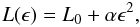 \begin{equation} \label{model-photon} L(\epsilon) = L_0 + \alpha \epsilon^2, \end{equation}