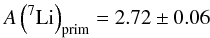 \begin{eqnarray} A\left(^7{\rm Li}\right)_{\rm prim} = 2.72 \pm 0.06 \end{eqnarray}