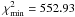 Mathematical equation: \hbox{$\chi^2_{\rm min}=552.93$}