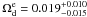 Mathematical equation: \hbox{$\Omega_{\rm d}^{\rm e}=0.019^{+0.010}_{-0.015}$}
