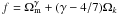 Mathematical equation: \hbox{$f=\Omega_{\rm m}^{\gamma}+(\gamma-4/7)\Omega_k$}