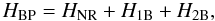 Mathematical equation: \begin{equation} % H_{\rm BP} = H_{\rm NR} + H_{\rm 1B} + H_{\rm 2B}, \end{equation}