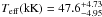 \hbox{$T_{\rm eff}({\rm kK}) = 47.6^{+4.73}_{-4.95}$}