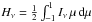 Mathematical equation: \hbox{$\Hnu = {1 \over 2} \int_{-1}^1 \Inu \,\mu \,\d \mu$}