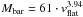 Mathematical equation: \hbox{$M_{\textrm{bar}} = 61 \cdot v_{\textrm{flat}}^{3.94}$}