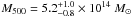 Mathematical equation: \hbox{$M_{500} = 5.2^{+1.0}_{-0.8}\times 10^{14}~M_{\odot}$}