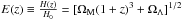 Mathematical equation: \hbox{$E(z)\equiv \frac{H(z)}{H_0} = [\OmM(1+z)^3+\Omega_{\Lambda}]^{1/2}$}