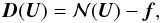 \begin{equation} \vec{D}(\vec{U}) = {\cal N (\vec{U})} - \vec{f}, \label{eq:defect} \end{equation}