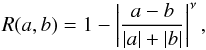 \appendix \setcounter{section}{1} \begin{equation} R(a,b) = 1 - \left| {a - b \over |a| + |b|} \right|^{\nu}, \label{eq:SLIP_limiter} \end{equation}