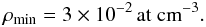 \begin{equation} \label{eq:thr} \rho_\text{min} =3 \times 10^{-2}\,\text{at cm}^{-3}. \end{equation}