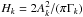 Mathematical equation: \hbox{$H_k = 2A_k^2/(\pi\Gamma_k)$}