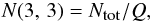 \begin{eqnarray} N(3,\,3) = N_{\mbox{\tiny tot}}/Q, \end{eqnarray}