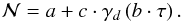 Mathematical equation: \begin{equation} \mathcal N = a + c \cdot \gamma_d \left( b \cdot \tau \right). \label{eq_SNA_1} \end{equation}