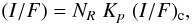 Mathematical equation: \begin{equation} \nonumber (I/F)= N_R \; K_p \;(I/F)_{\rm c} , \end{equation}