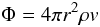 Mathematical equation: \begin{equation} \Phi = 4 \pi r^{2} \rho v \end{equation}