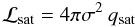 Mathematical equation: \appendix \setcounter{section}{1} \begin{equation} {\cal L}_{\rm sat} = 4 \pi \sigma^{2} \: q_{\rm sat} \end{equation}
