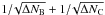 Mathematical equation: \hbox{$1/\!\sqrt{\Delta N_{\rm B}} + 1/\!\sqrt{\Delta N_{\rm C}}$}