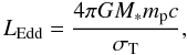 \begin{equation} L_{\rm Edd} = {4 \pi G M_* \mp c \over \sigmaT}, \label{eq1} \end{equation}