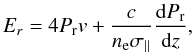 \appendix \setcounter{section}{1} \begin{equation} E_r = 4 \Pr v + {c \over n_{\rm e} \sigmapar} {{\rm d}\Pr \over {\rm d}z}, \label{eqA6} \end{equation}