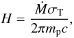 \begin{equation} H = {\dot M \sigmaT \over 2 \pi \mp c}, \label{eq14} \end{equation}
