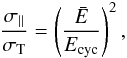 \begin{equation} {\sigmapar \over \sigmaT} = \left({\bar E \over \Ecyc} \right)^2, \label{eq25} \end{equation}