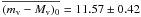 Mathematical equation: \hbox{$\overline{(m_{\mathrm v}-M_{\mathrm v})_{0}} = 11.57\pm0.42$}
