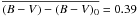 Mathematical equation: \hbox{$\overline{(B-V)-(B-V)_0} = 0.39$}
