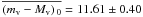 Mathematical equation: \hbox{$\overline{(m_{\mathrm v} - M_{\mathrm v})_{\,\mathrm 0}} = 11.61 \pm 0.40$}