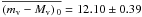 Mathematical equation: \hbox{$\overline{(m_{\mathrm v} - M_{\mathrm v})_{\,\mathrm 0}} = 12.10 \pm 0.39$}