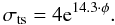 \begin{equation} \rm{\sigma_{ts}} = \rm{4 e^{14.3 \cdot \phi}}. \end{equation}